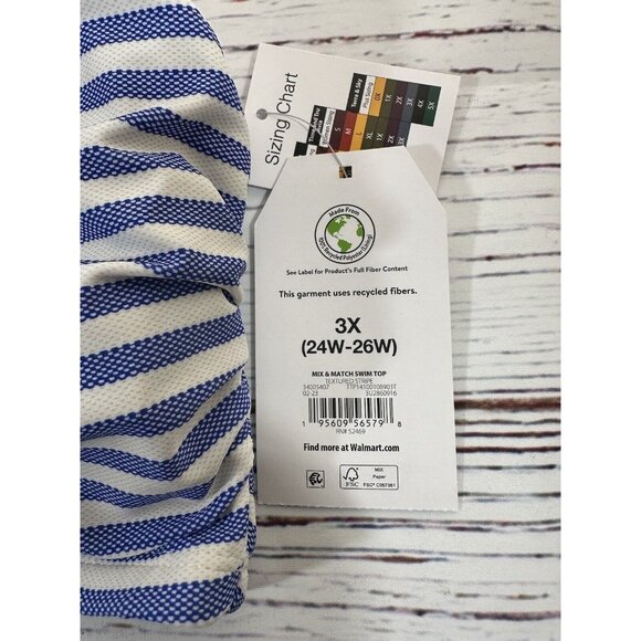 NEW Time and Tru Bikini Womens Plus Size 3X Swim Top & Bottoms Set Blue Stripes - Picture 10 of 14